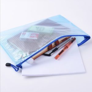 A4 Grid Zipper Bag File Bag Transparent Hand Bag Students Stationery Office Supplies