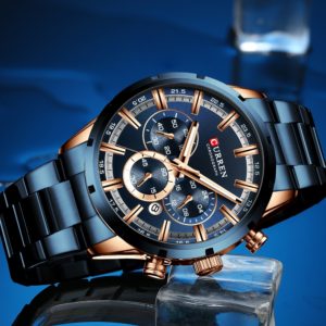 CURREN New Fashion Mens Watches with Stainless Steel Top Brand Luxury Sports Chronograph Quartz Watch Men Relogio Masculino