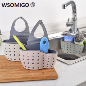 Kitchen Accessories Utensils Organizer Adjustable Snap Sink Soap Sponge Holder Kitchen Hanging Drain Basket Kitchen Gadgets-S