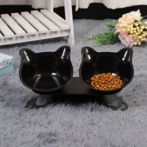 Pet Cat Elevated Bowls Durable Double Bowls Raised Stand Cat Feeding & Watering Supplies Dog Feeder Pet Supplies